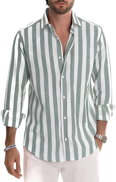 Chemise classique à rayures pour hommes | Manches longues