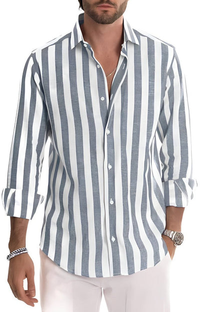 Chemise classique à rayures pour hommes | Manches longues