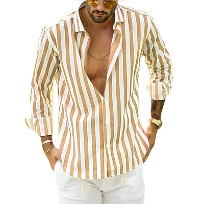 Chemise classique à rayures pour hommes | Manches longues