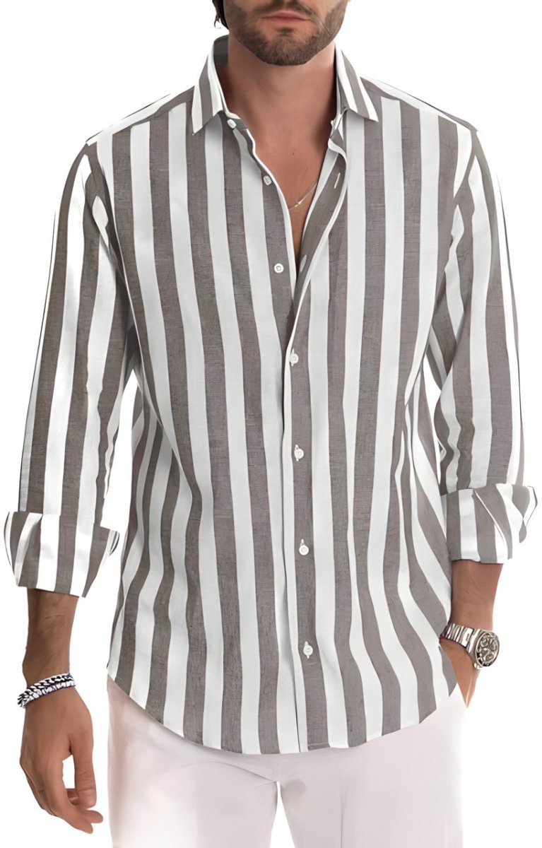 Chemise classique à rayures pour hommes | Manches longues