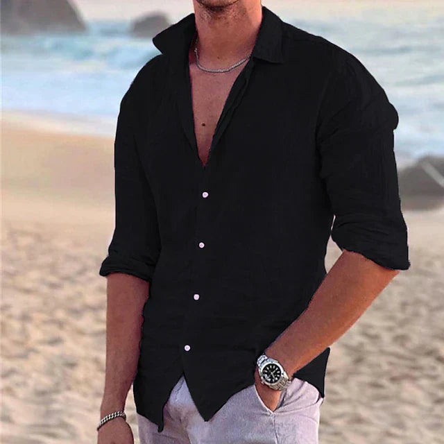 Chemise homme en lin et coton – Respirante et boutonnée | Style estival décontracté
