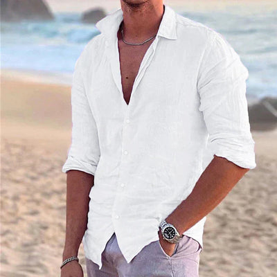 Chemise homme en lin et coton – Respirante et boutonnée | Style estival décontracté