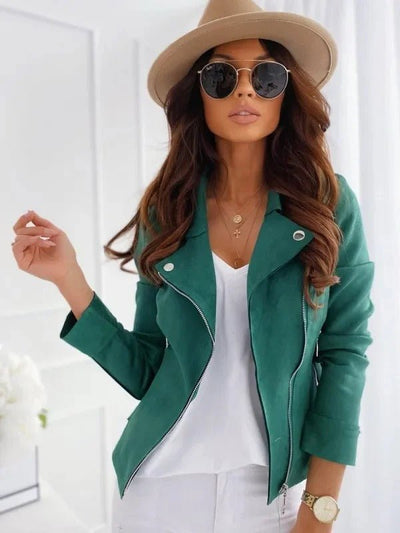 Yvonne Veste en cuir velours pour femmes Slim